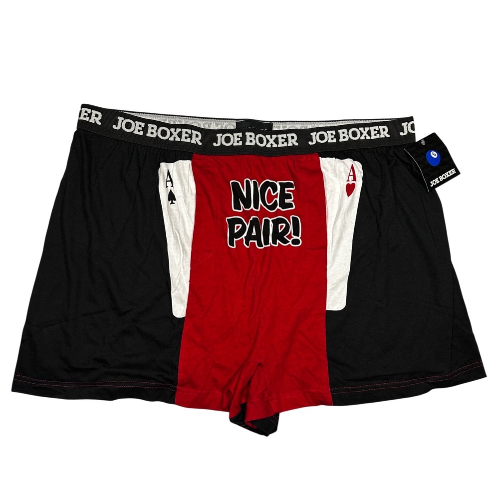 Joe Boxer Mens XL Nice Pair Playing Cards Novelty Boxer Briefs Black Red NWT